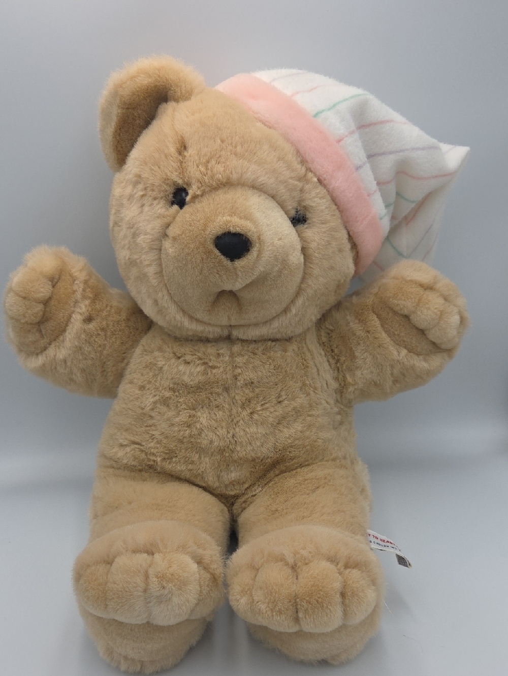 Vtg 1986 Chosun Heart To Heart Plush Pajama Bear With Heartbeat 17"- Untested